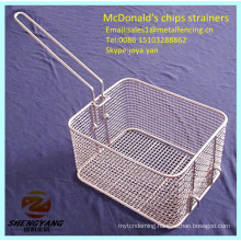 Food class wire woven kitchen skimmers McDonald's fresh french fries baskets stainless steel metal type chips strainers